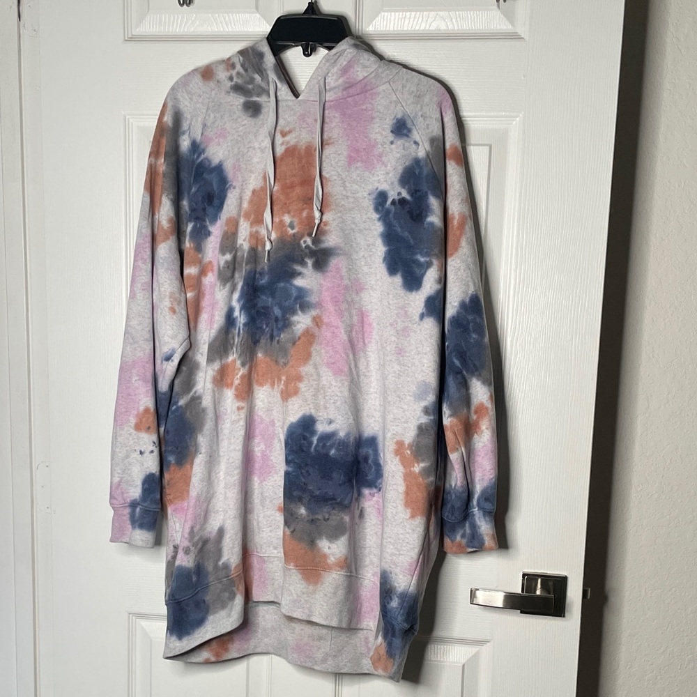 Victoria's Secret PINK Tie Dye Cozy Fleece Hoodie Sweatshirt Dress